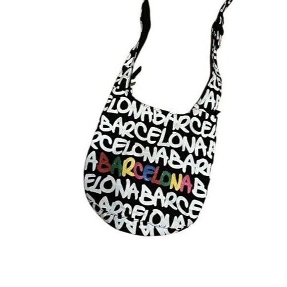 Robin Ruth Barcelona Shoulder Bag Colorful Logo Print Tote Travel Barcelona - Picture 3 of 3